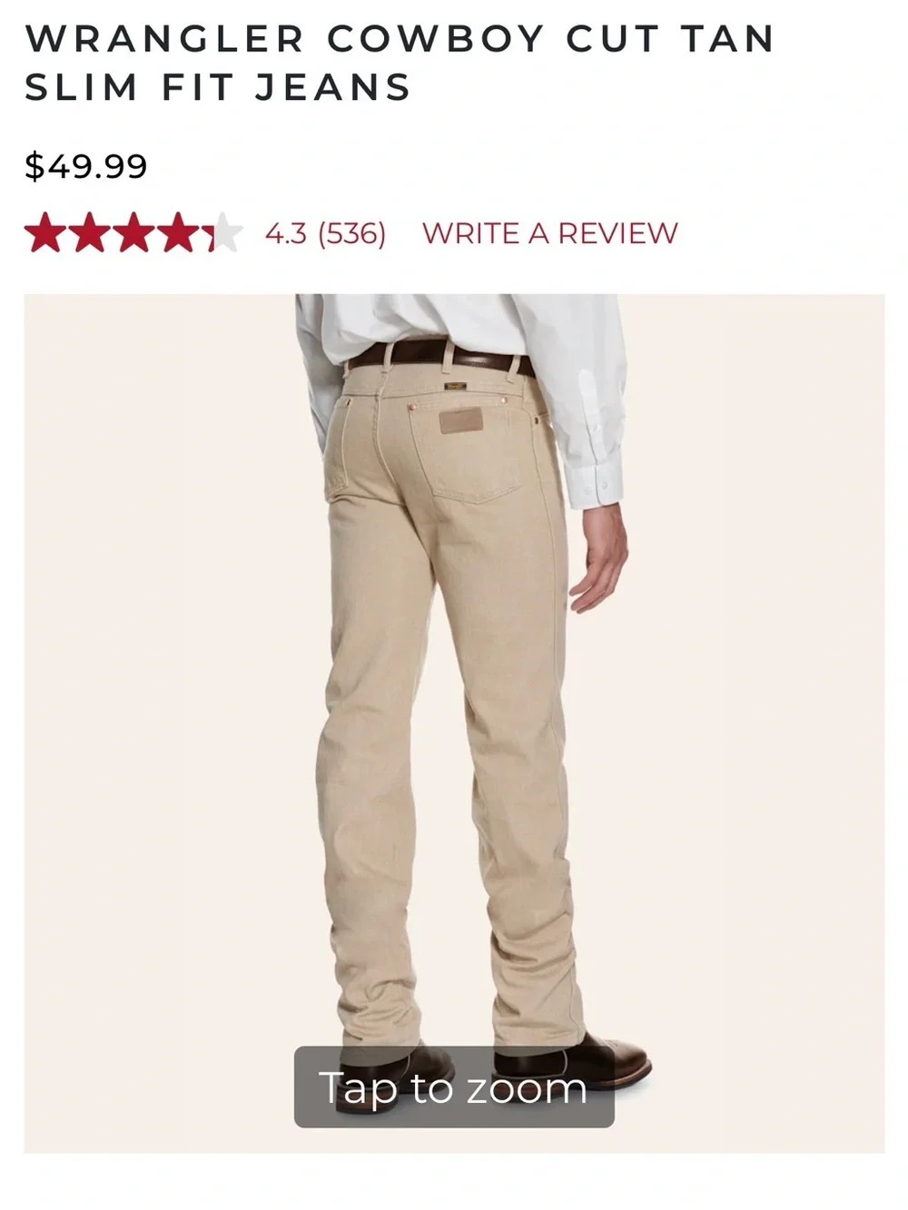 Wrangler Cowboy Cut Slim Men's Khaki Jeans